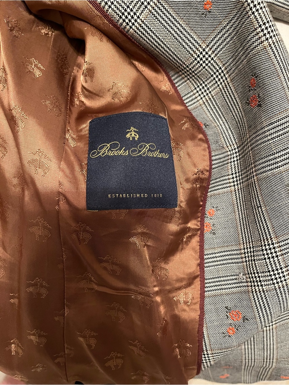 Brooks Brothers Floral Glen Plaid Double Breasted Blazer Size 8 - Picture 16 of 16